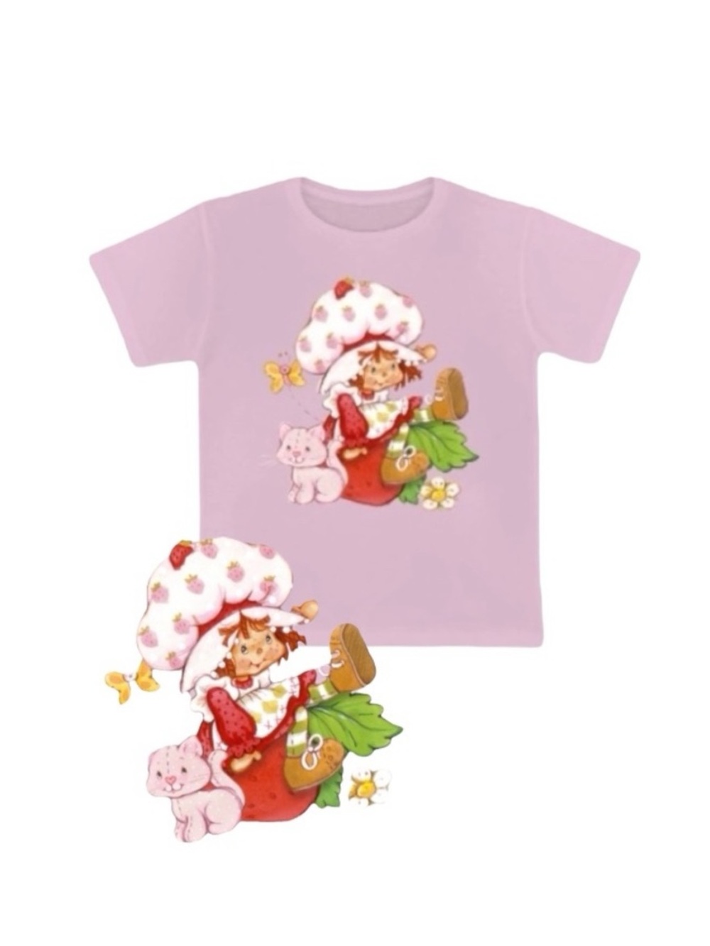 Strawberry Shortcake Custard Print Kids Tee - Pink